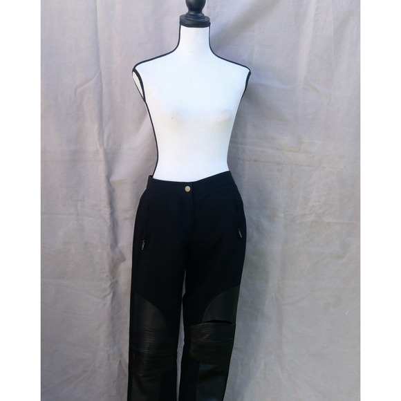 Derek Lam 10 Crosby Womens 6 Wool Leather Patch Pants Moto Leggings - Picture 3 of 8